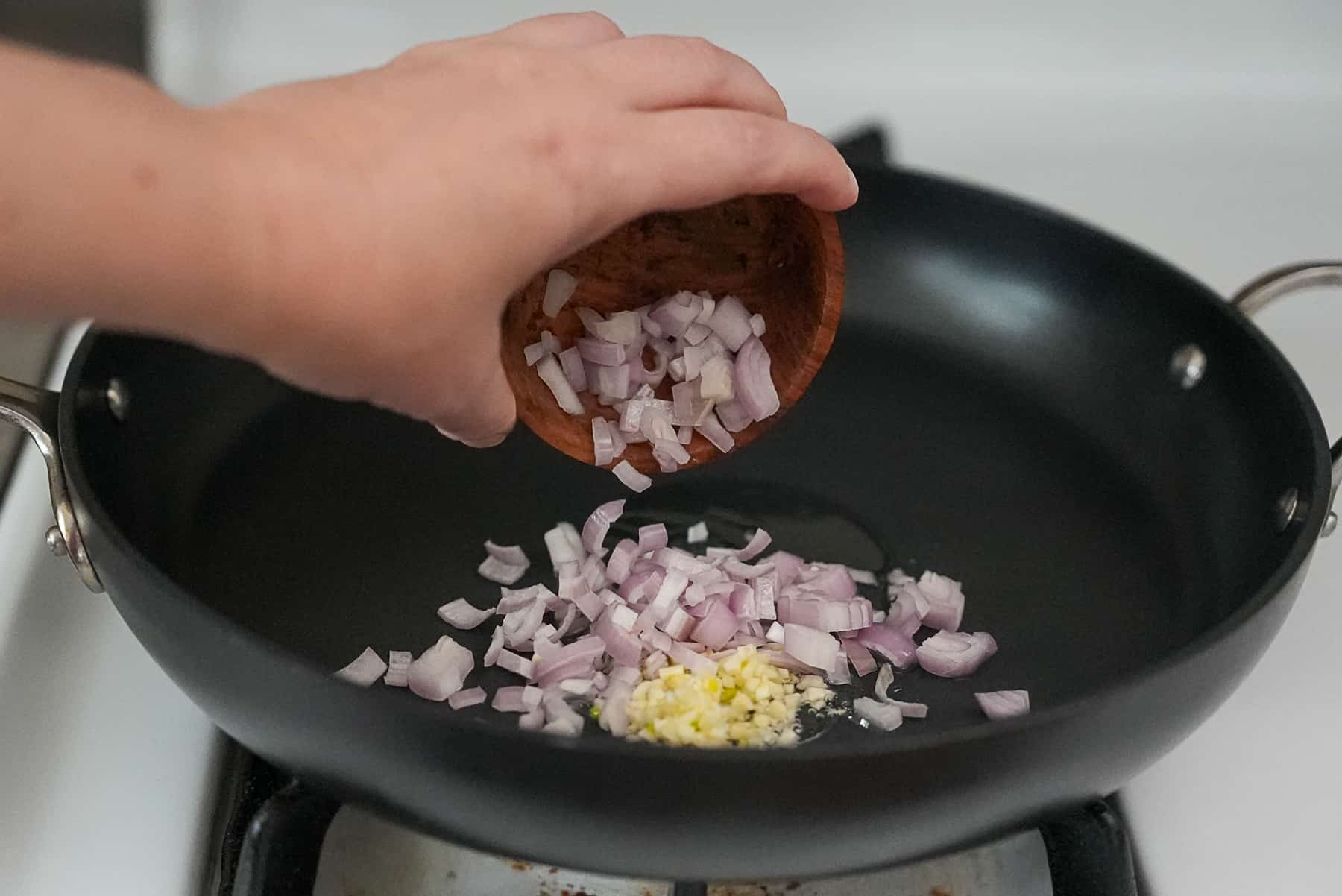 Saute the garlic and shallots