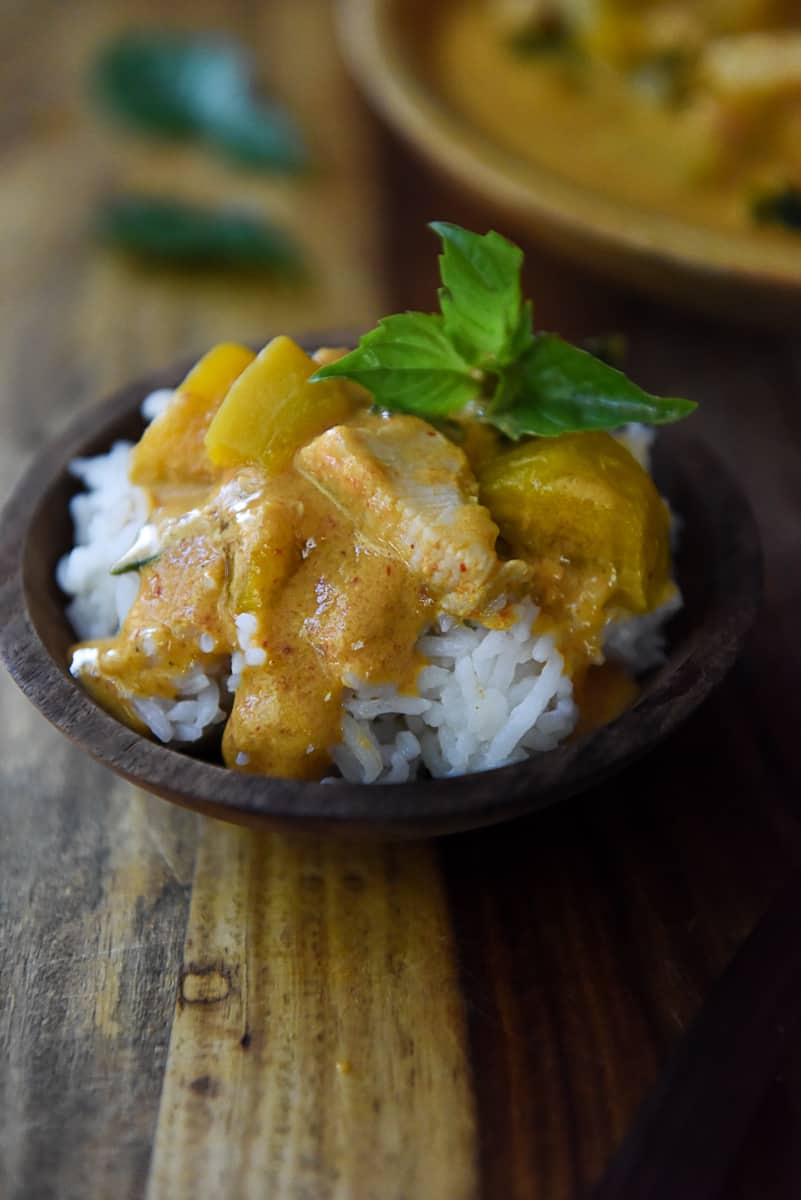Red curry pumpkin over rice
