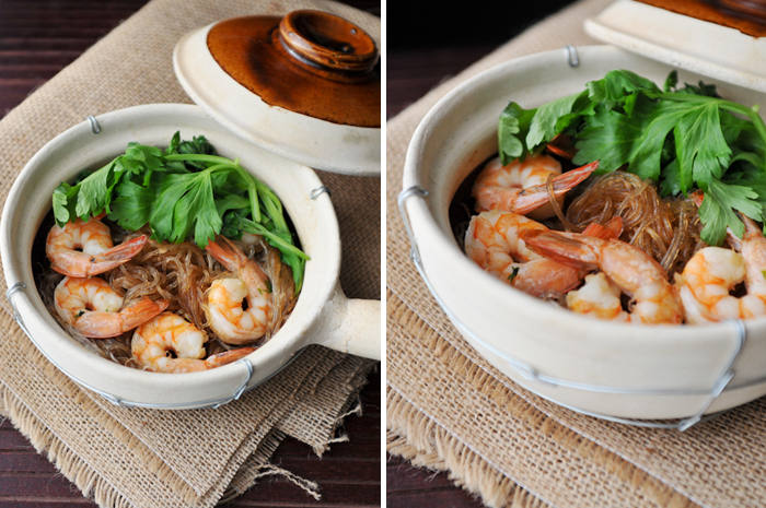 Goong Ob Woonsen | Shrimp and Glass Noodles in Clay Pot