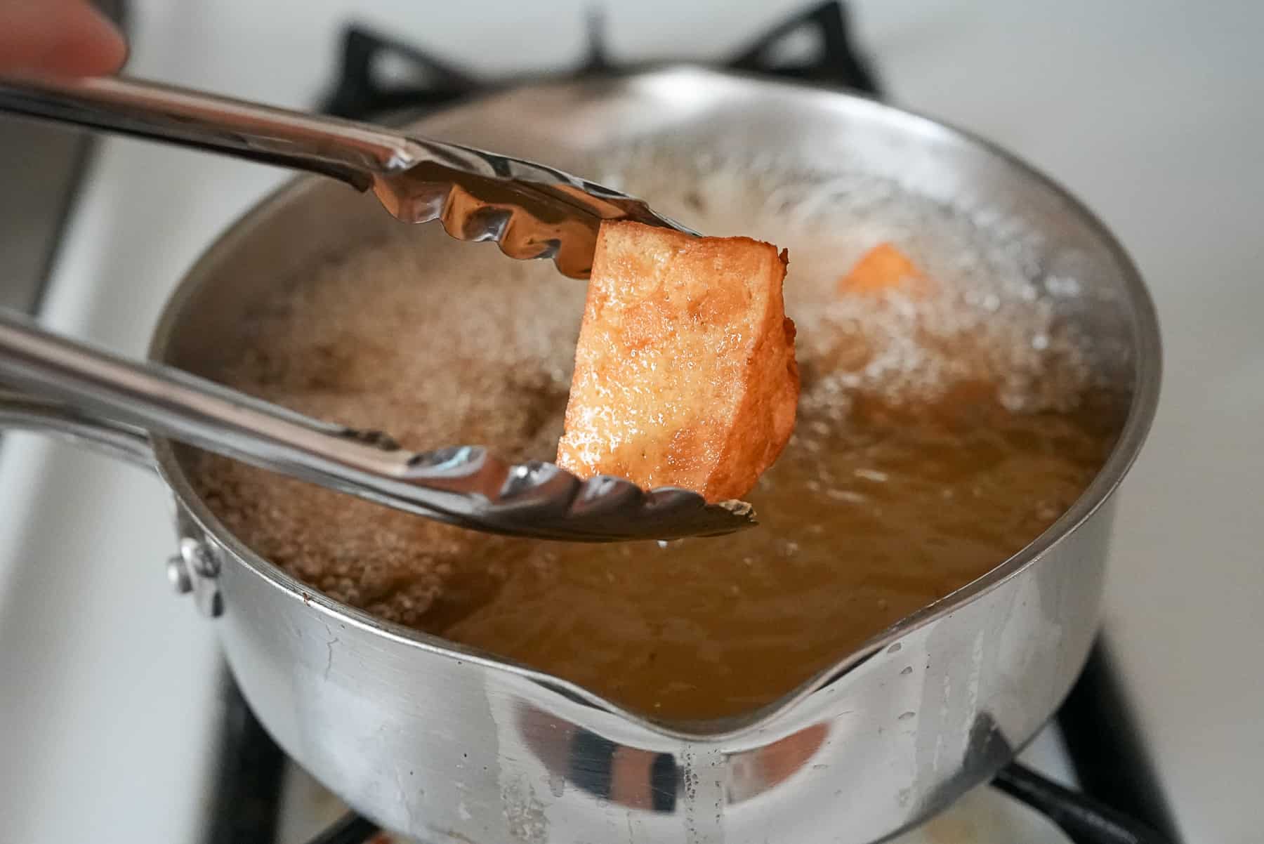 Tofu is ready when golden brown