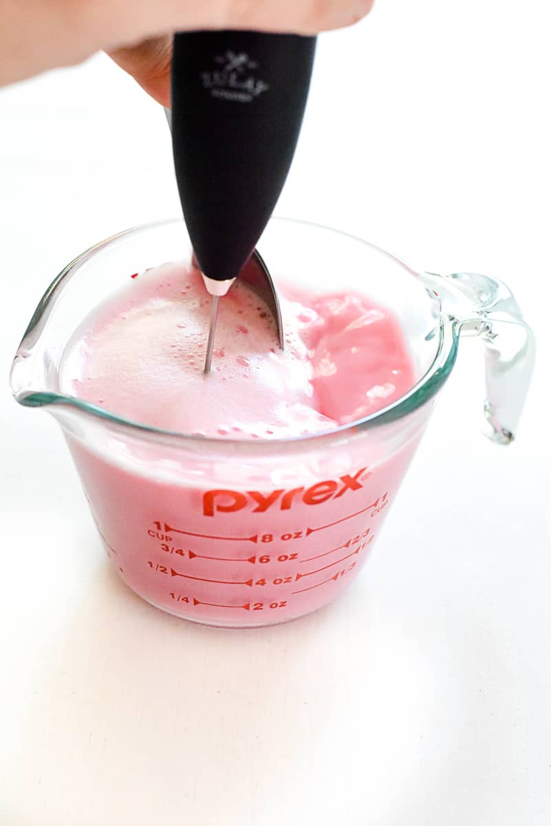 Pink Milk being Frothed