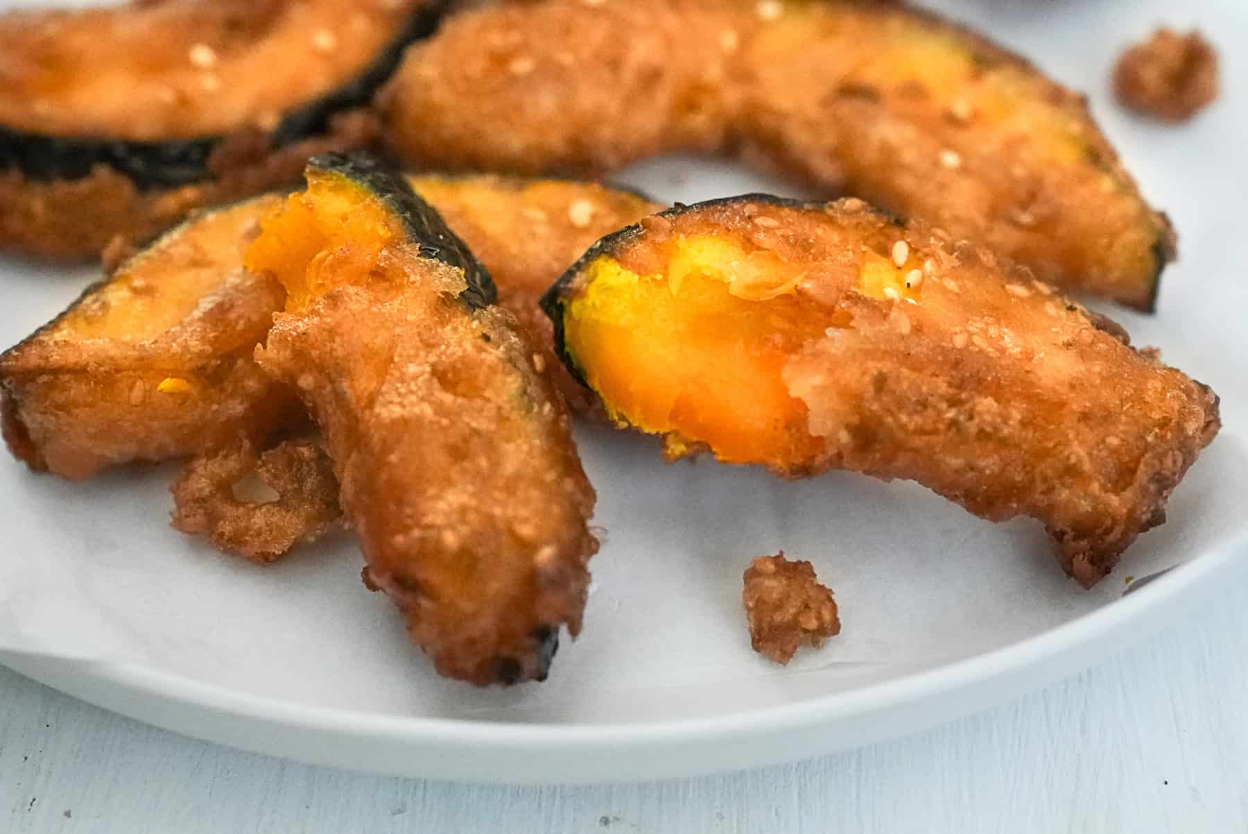 Close up of Thai Fried Pumpkin on a plate