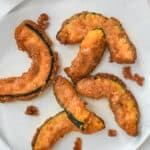 Top Down view of 6 slices of Thai fried pumpkin