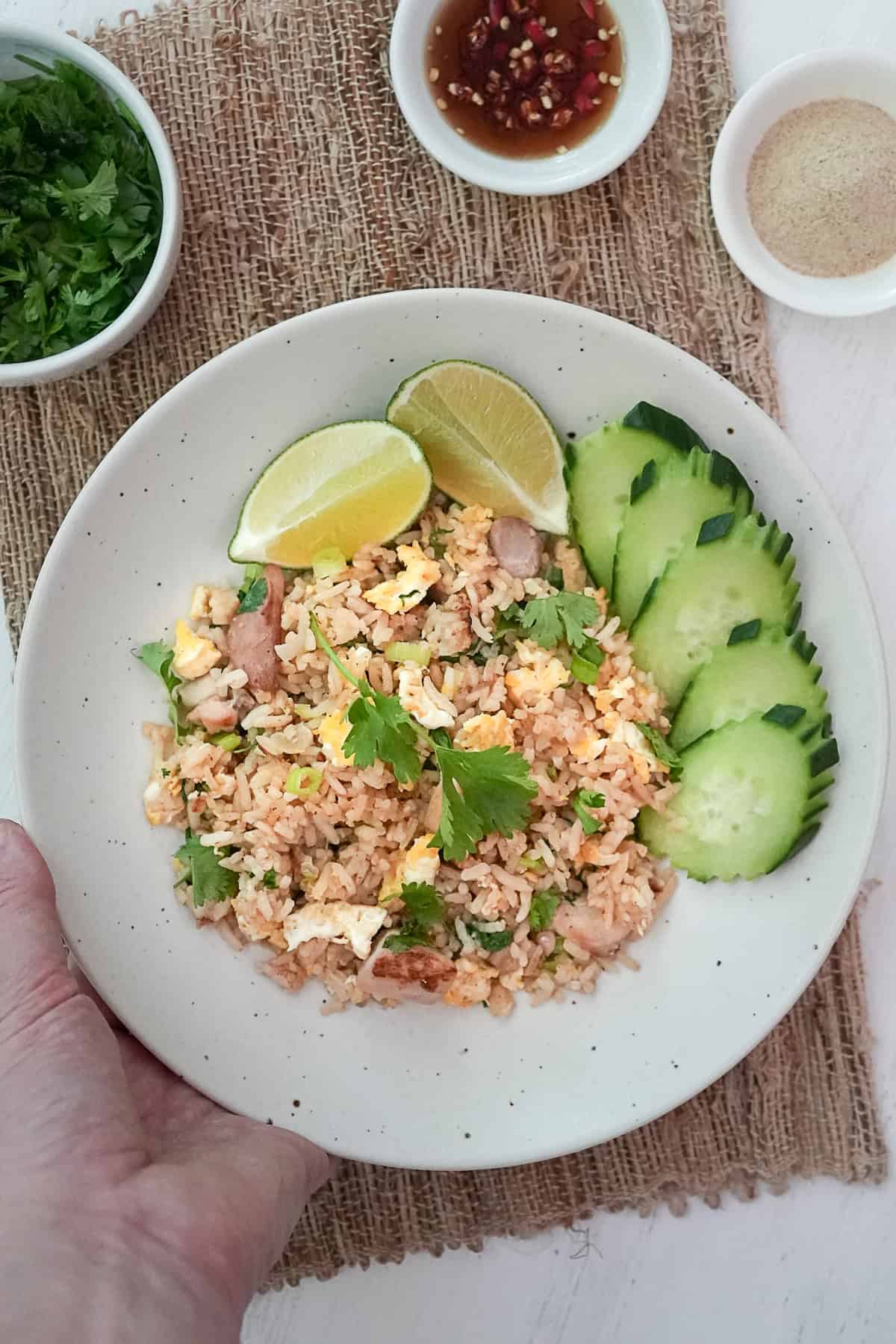 Thai fried rice with chicken